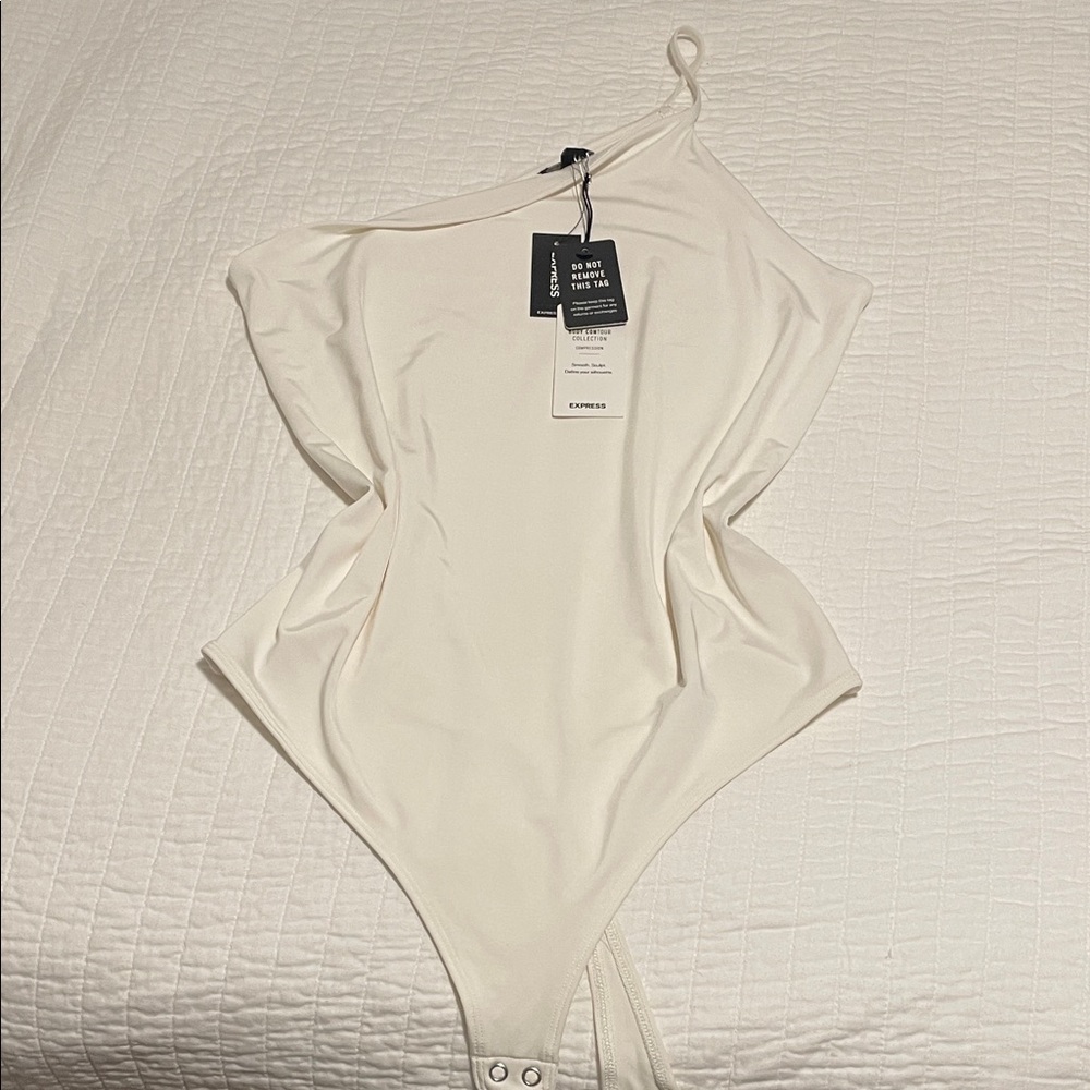 Express Cream One-Shoulder Bodysuit